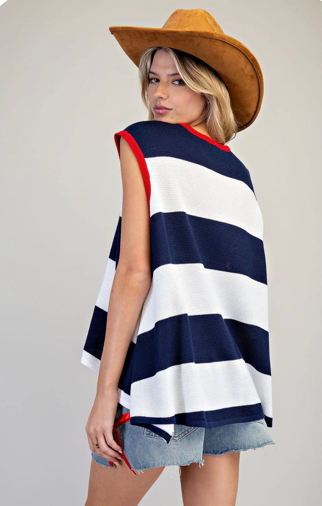 Striped Shark Bite Knit Top
