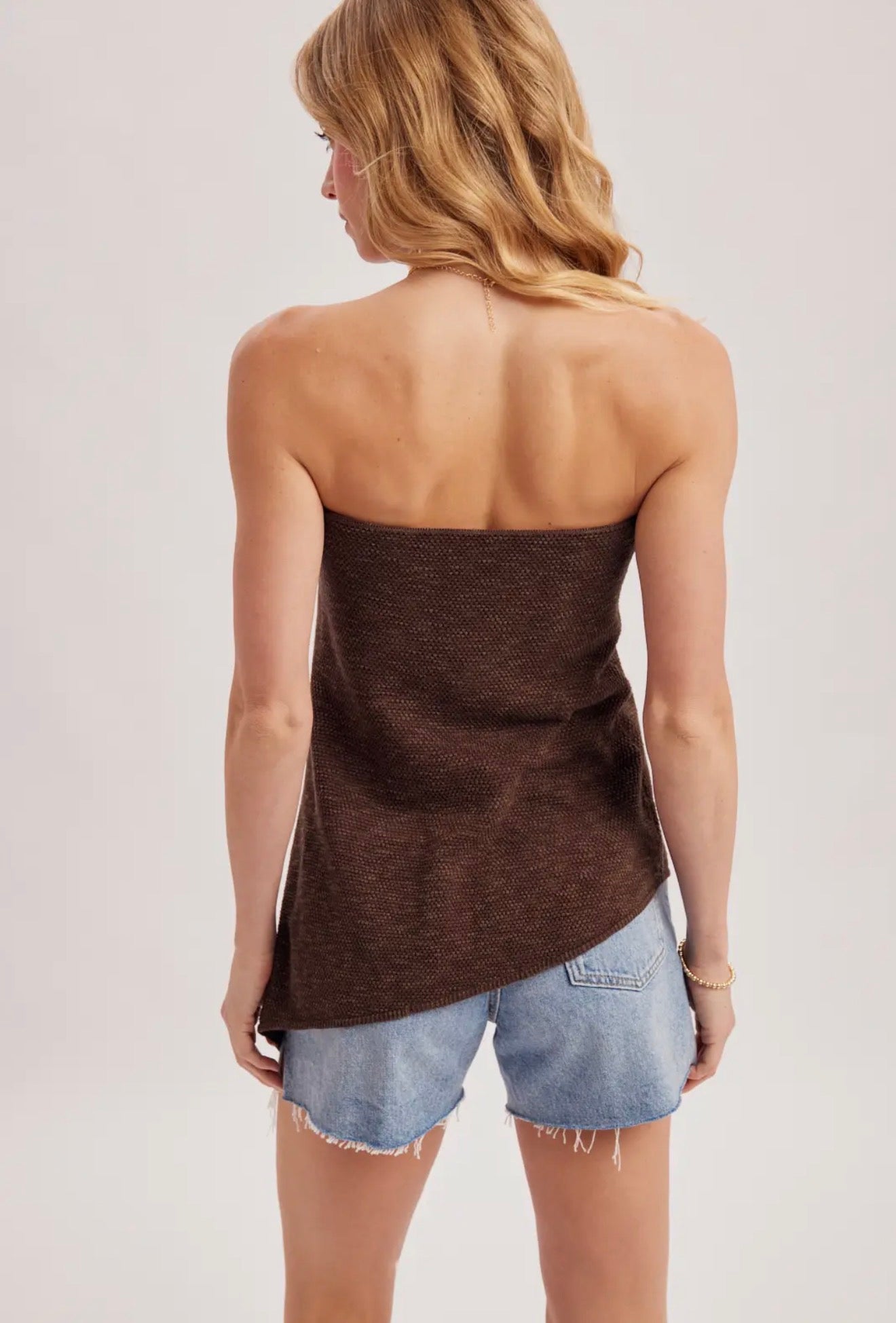 Asymmetrical Knit Tube Top