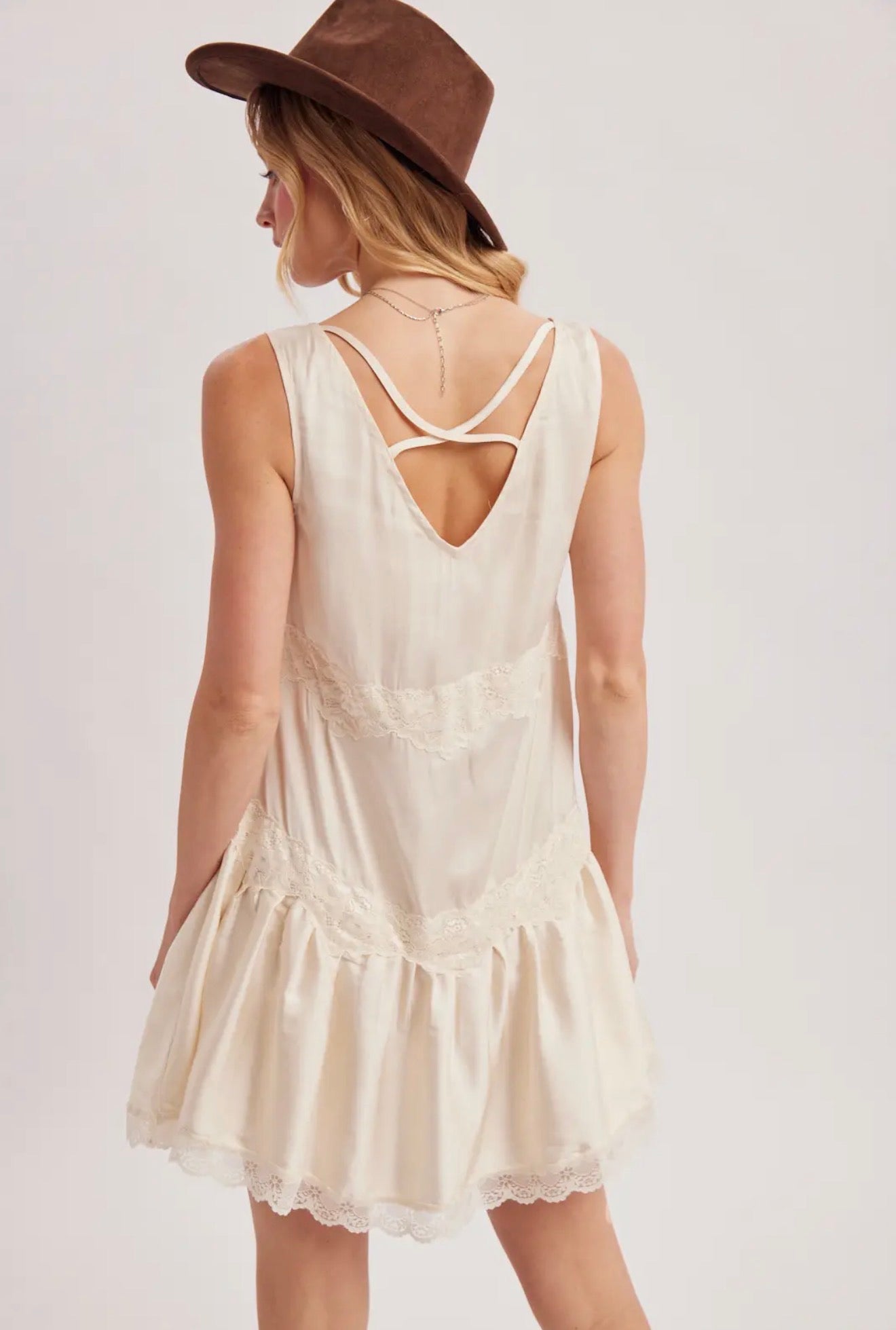 Satin Lace Slip Dress