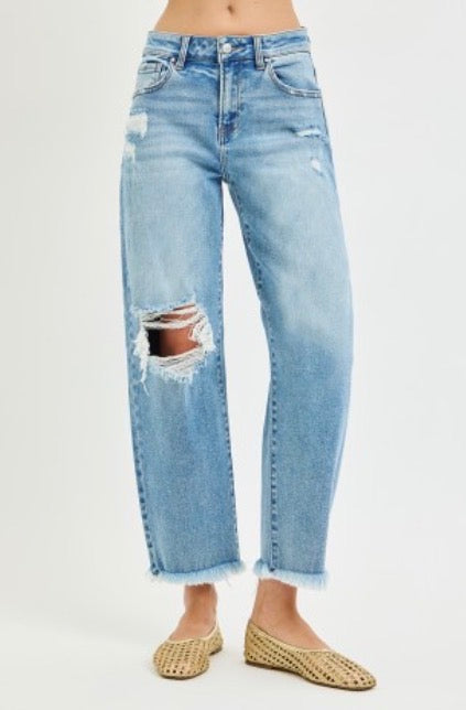 Emmy High Rise Crop Distressed Jean