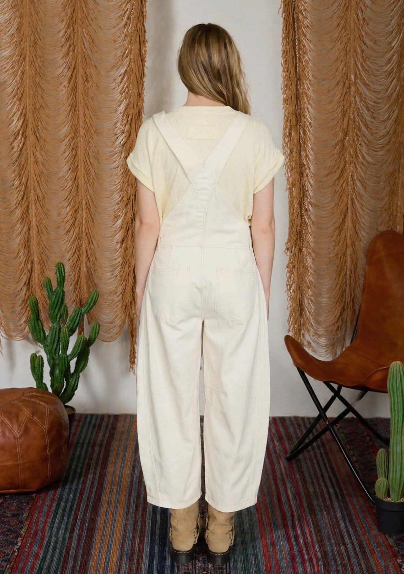 Cream Barrel Overalls