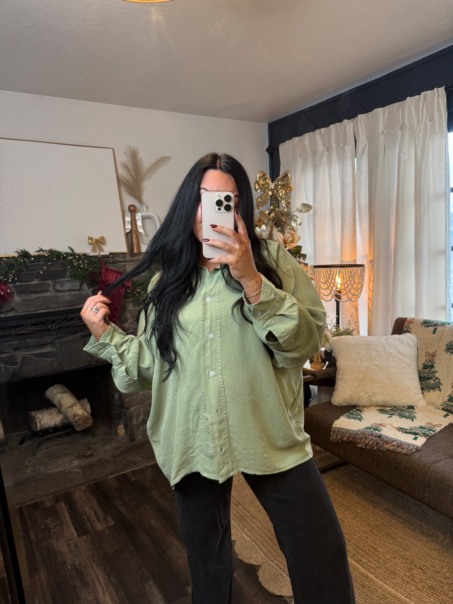 Sage Button Up Collar Shirt