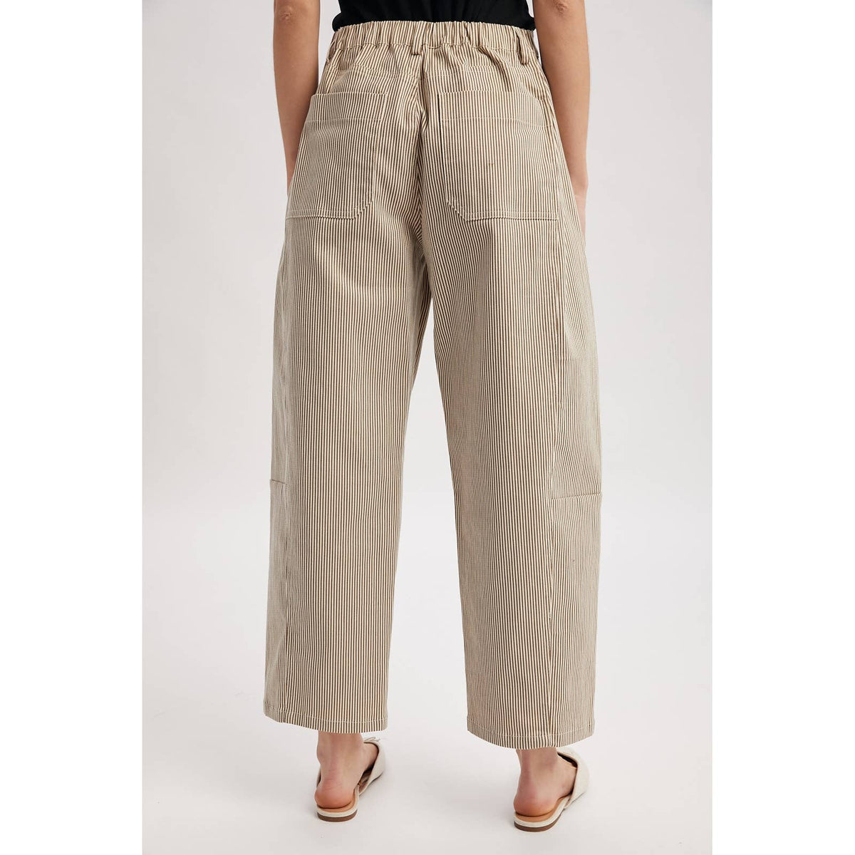 PINSTRIPE RELAXED WIDE LEG PANTS