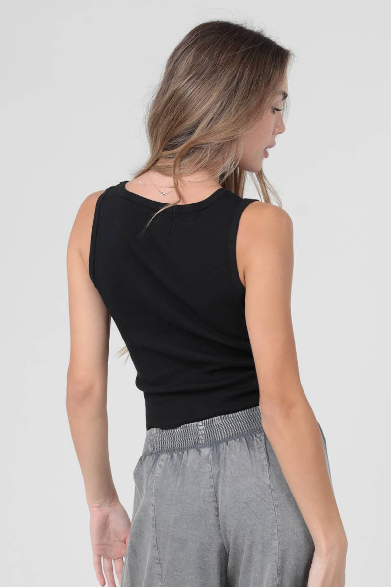 COTTON RIB KNIT U NECK TANK TOP