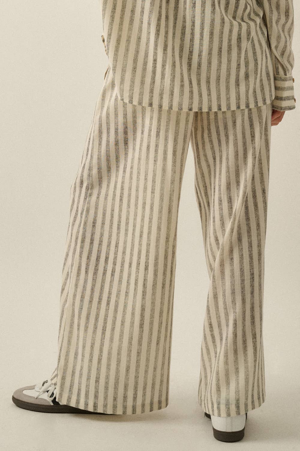 Striped Woven Wide-Leg Drawstring Pocket Pants