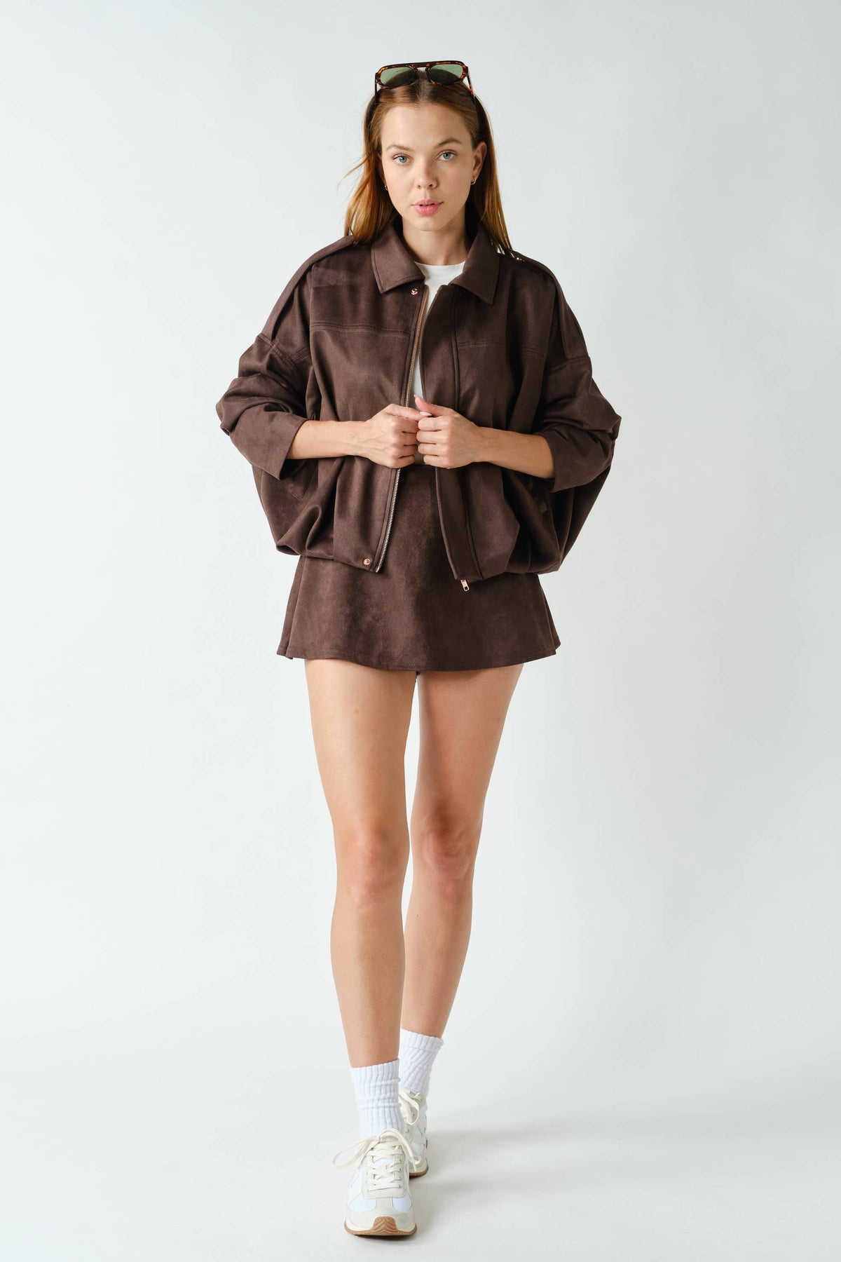 MOJAVE SUEDE-FINISH ZIP-FRONT JACKET