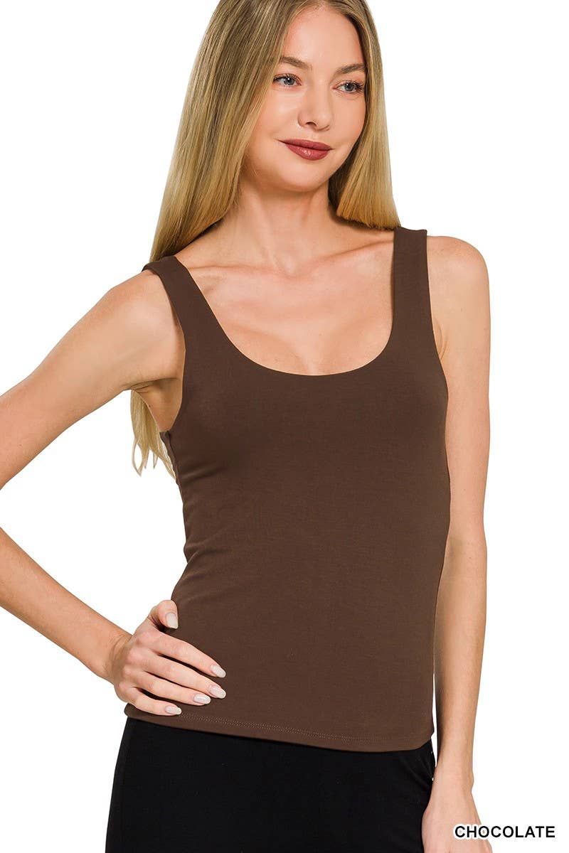 Cody Double Layered Double Scoop Tank Top