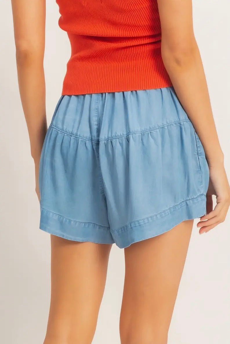 Denim Button Up Shorts