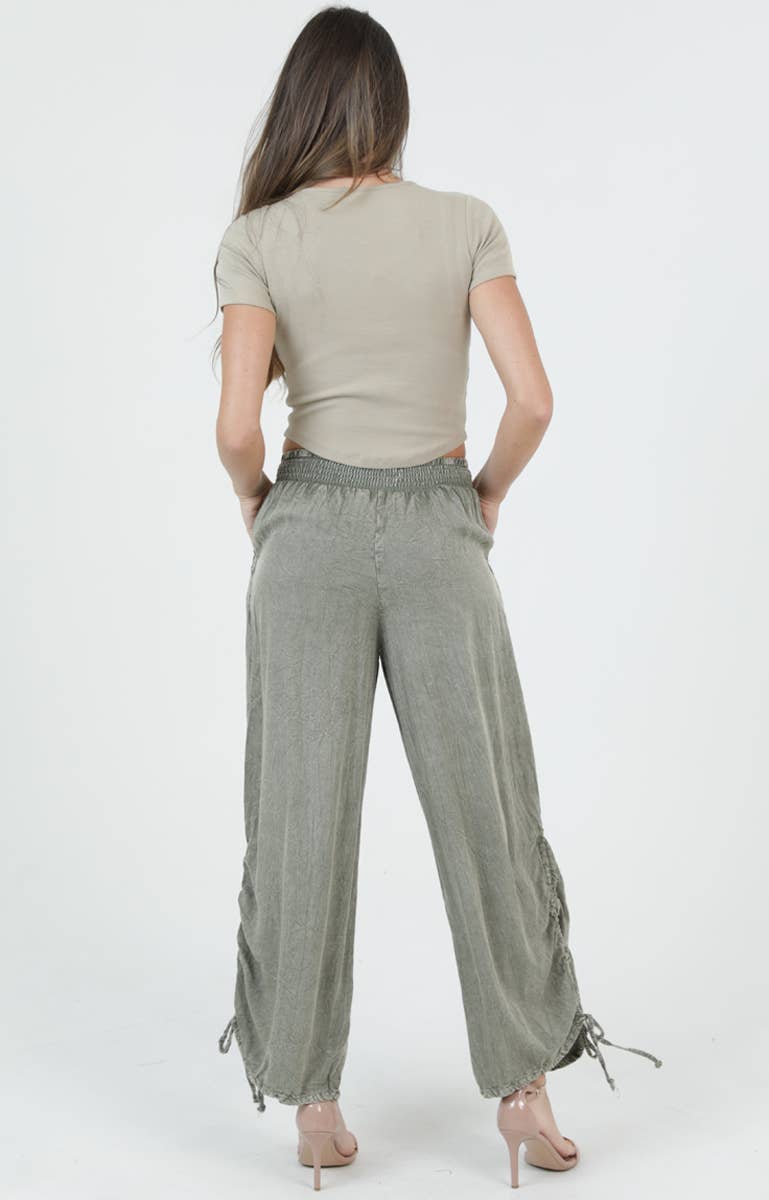 ACID CINCHED SIDE LEG WIDE PANT WITH POCKETS