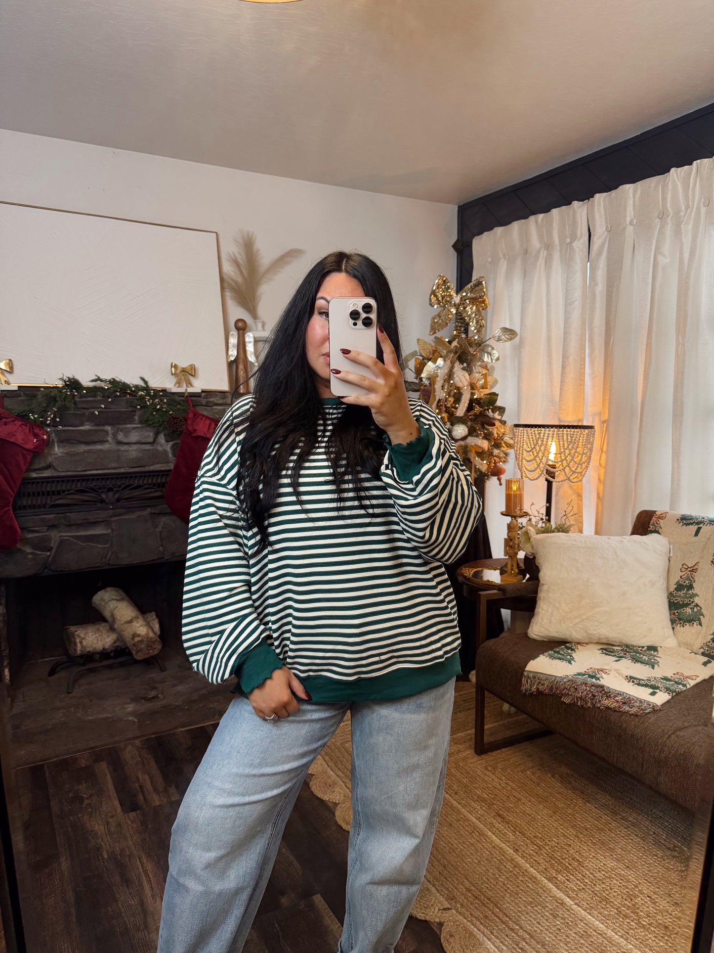 Emerald Stripe Long Sleeve Top