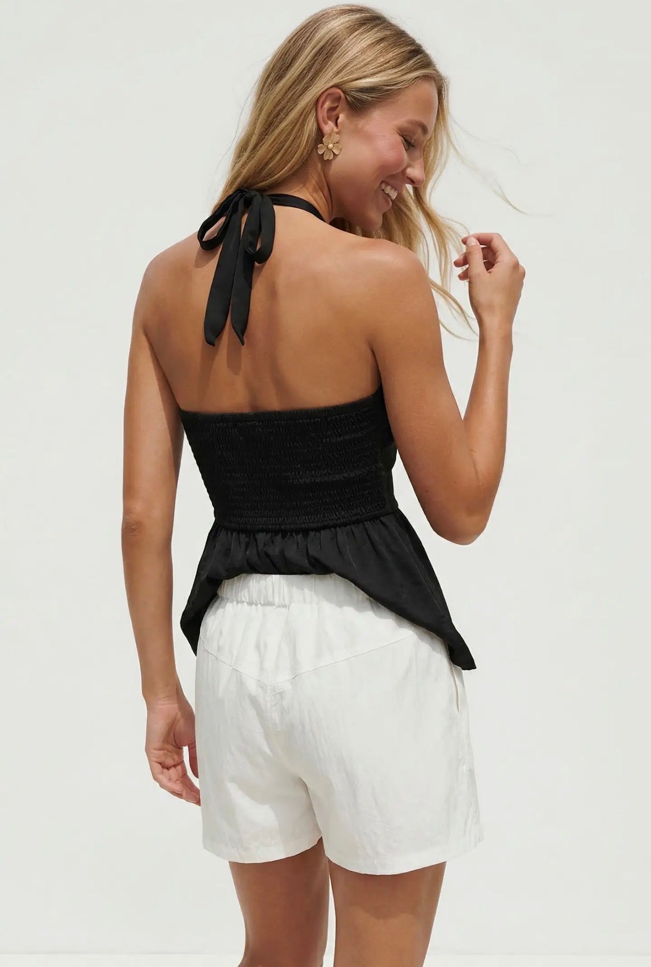 Silky Black Halter Top