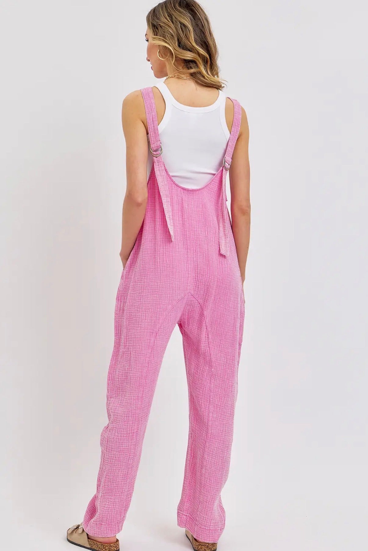 Mineral Washed Pink Jumpsuit