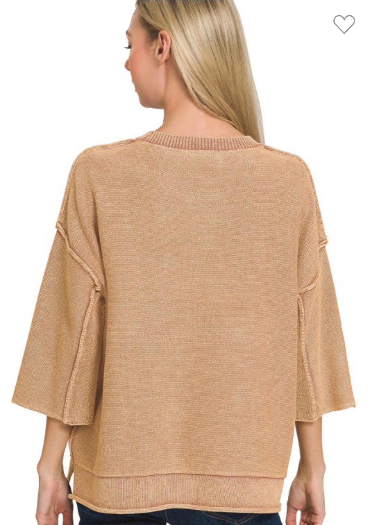 Washed 3/4 Sleeve Top