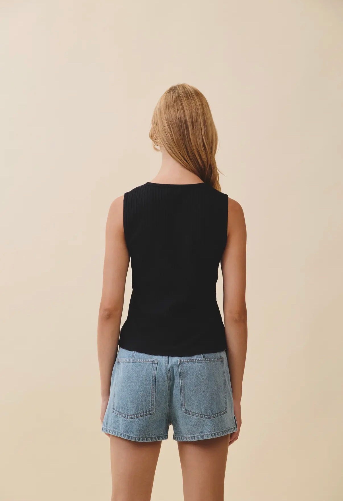 Black Button Up Tank Top