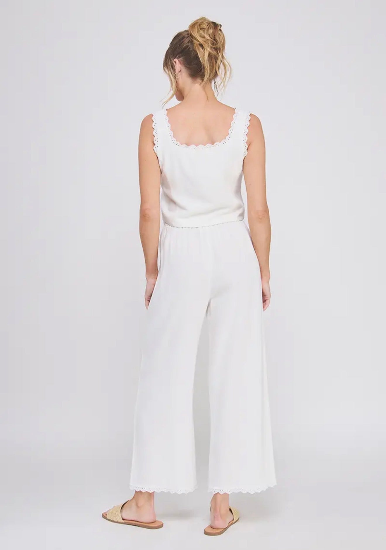 Linen Blend Lace Up Tank