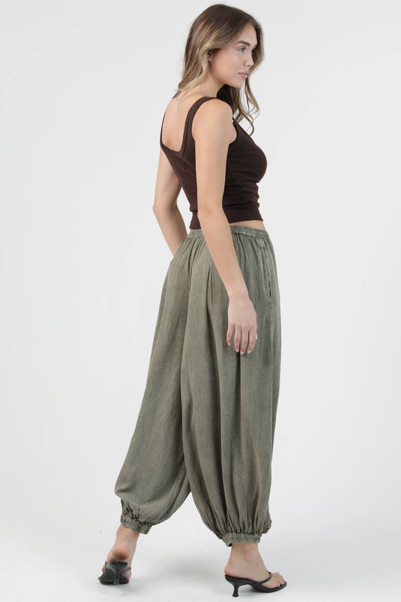 Green Washed Balloon Pants