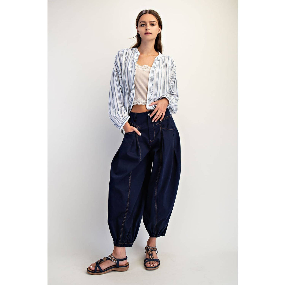 Dark Wash Balloon Pants