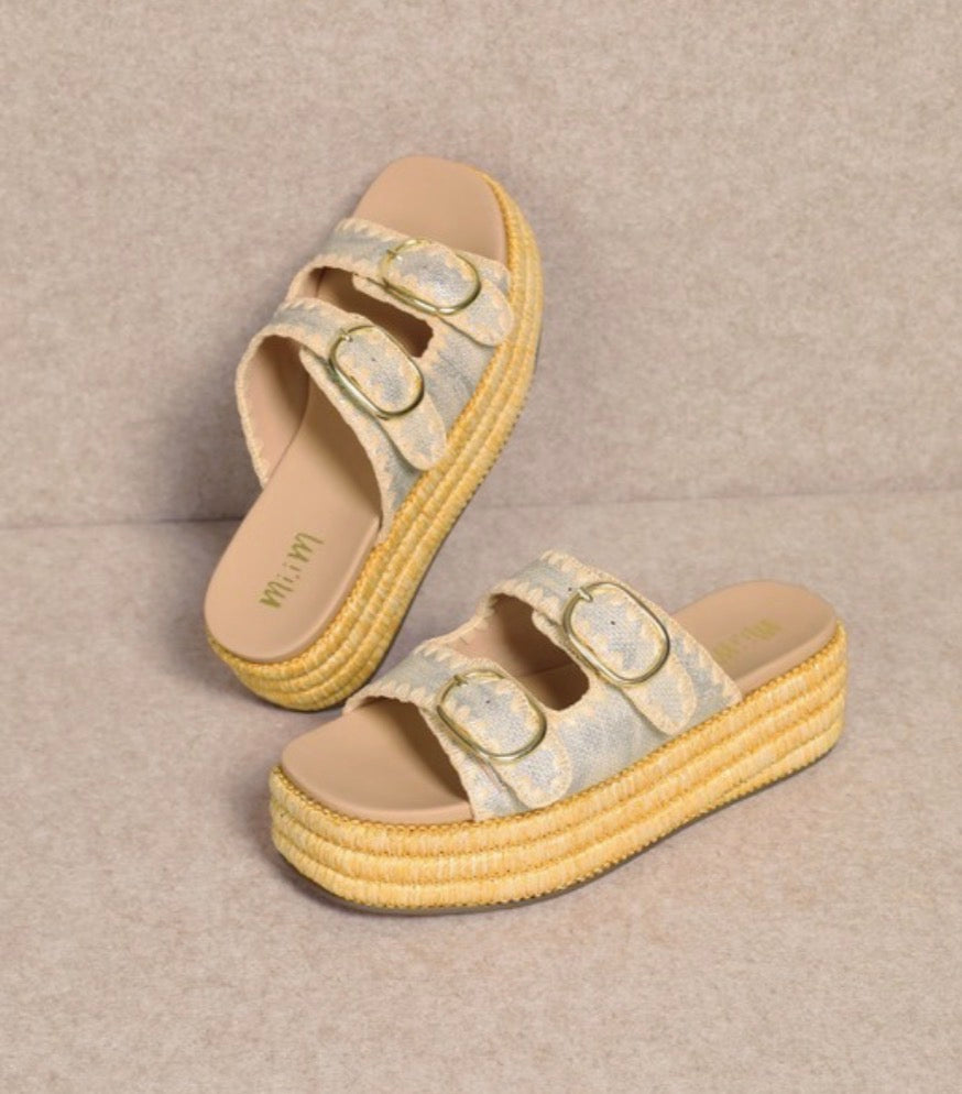Silver Stitch Platform Sandals