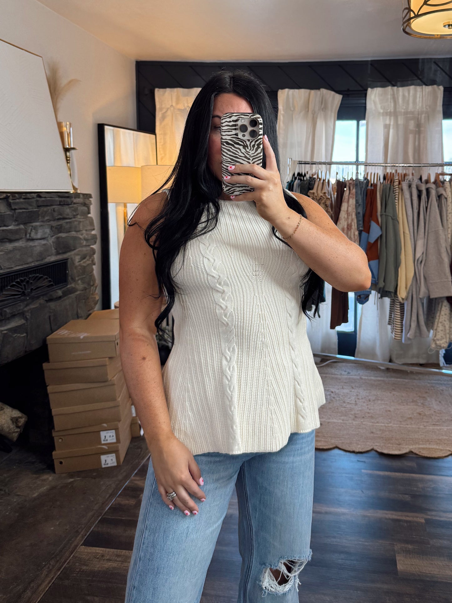 Cable Knit Peplum Top