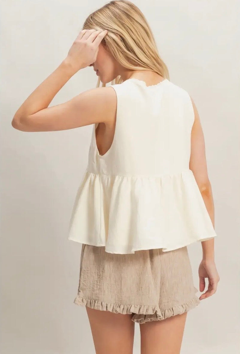 Lace Trim Tie Top