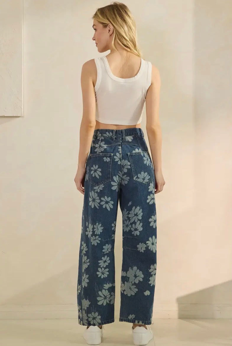 Floral Denim Pants