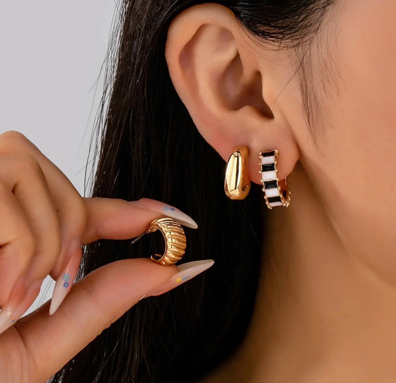 Trio Earrings Checkered