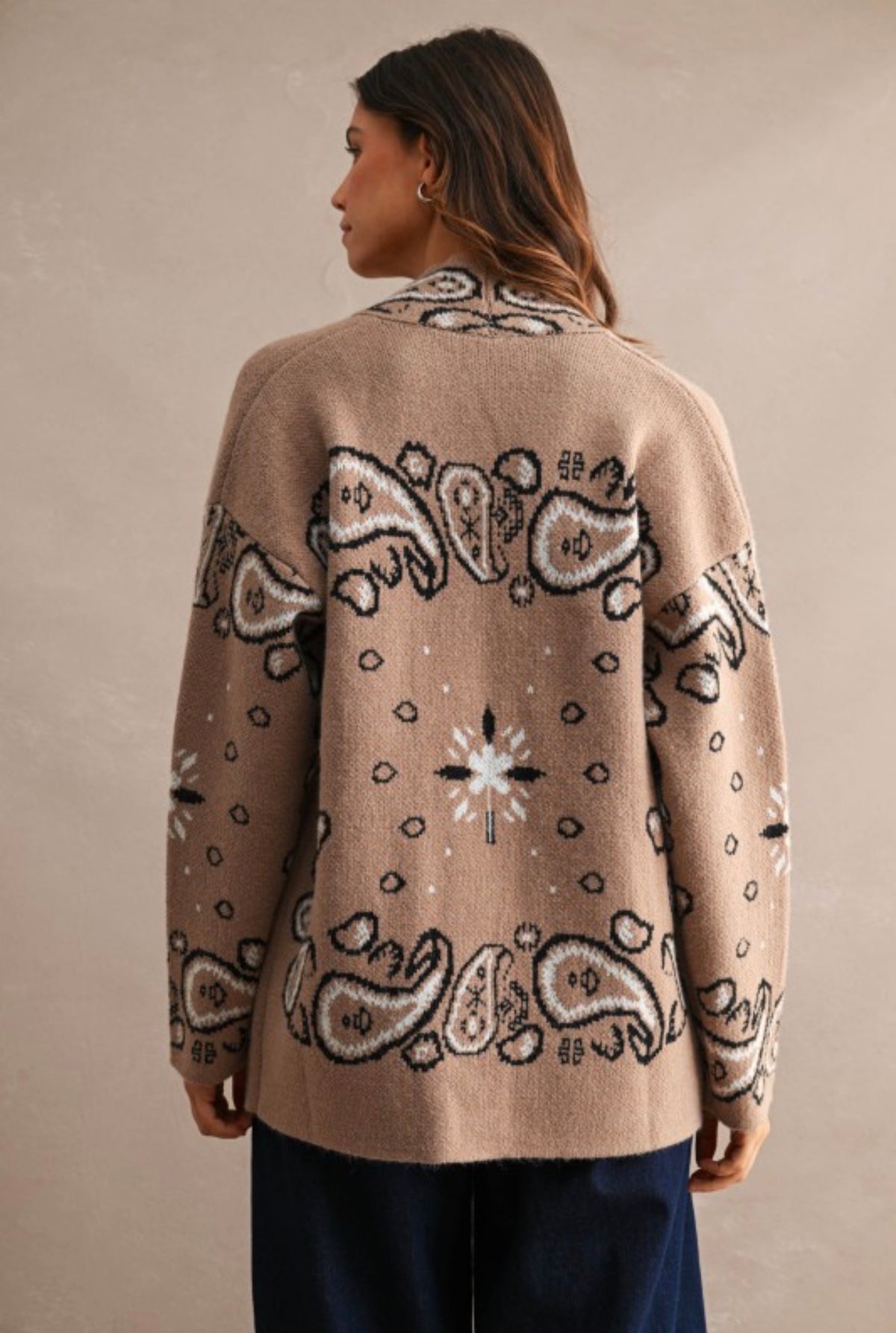 Paisley Open Front Cardigan