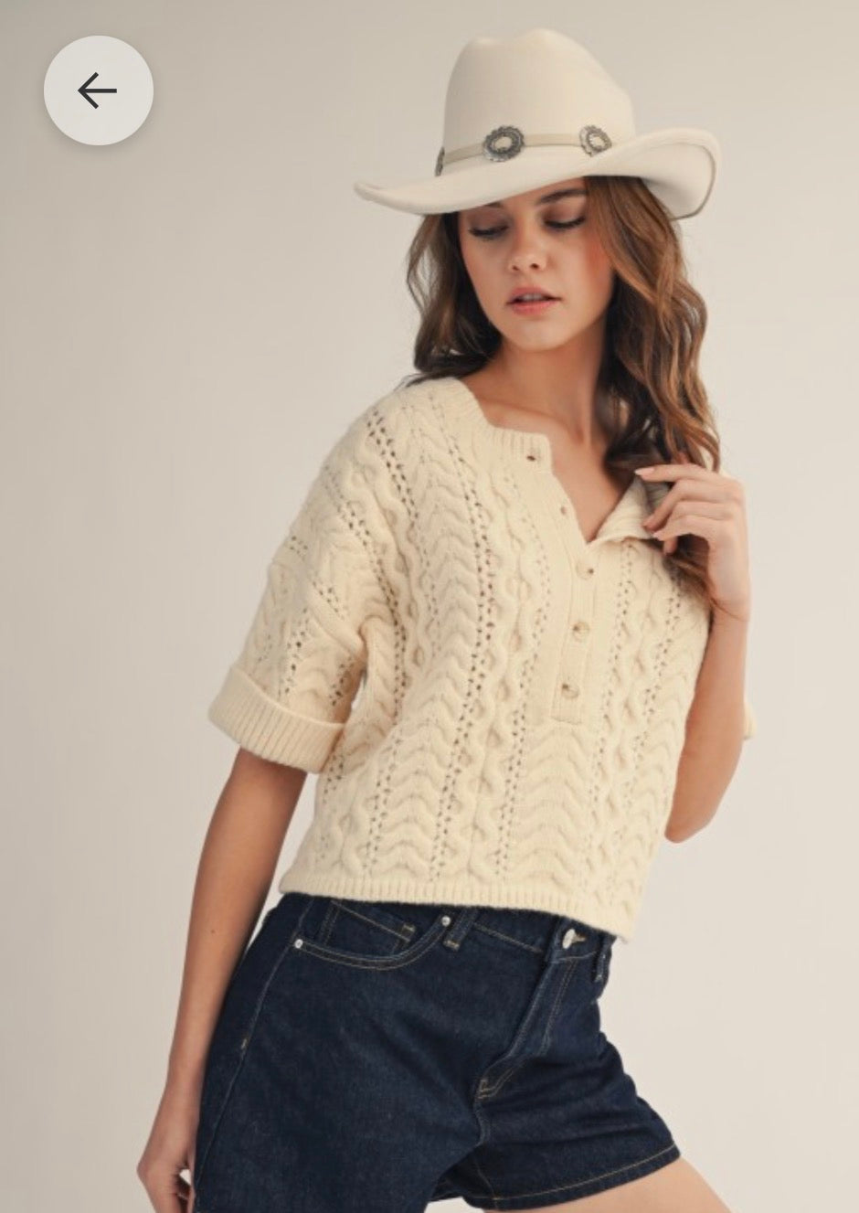 Cable Knit Short Sleeve Top