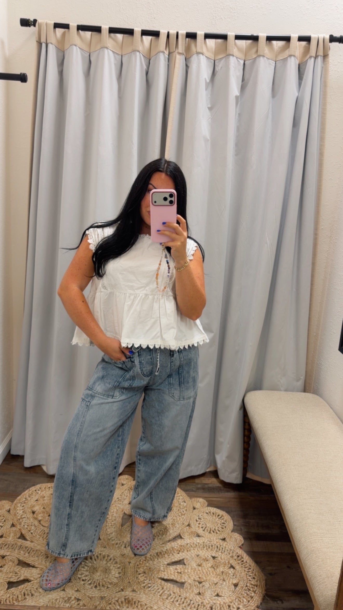 Cecily Crochet Trim Top