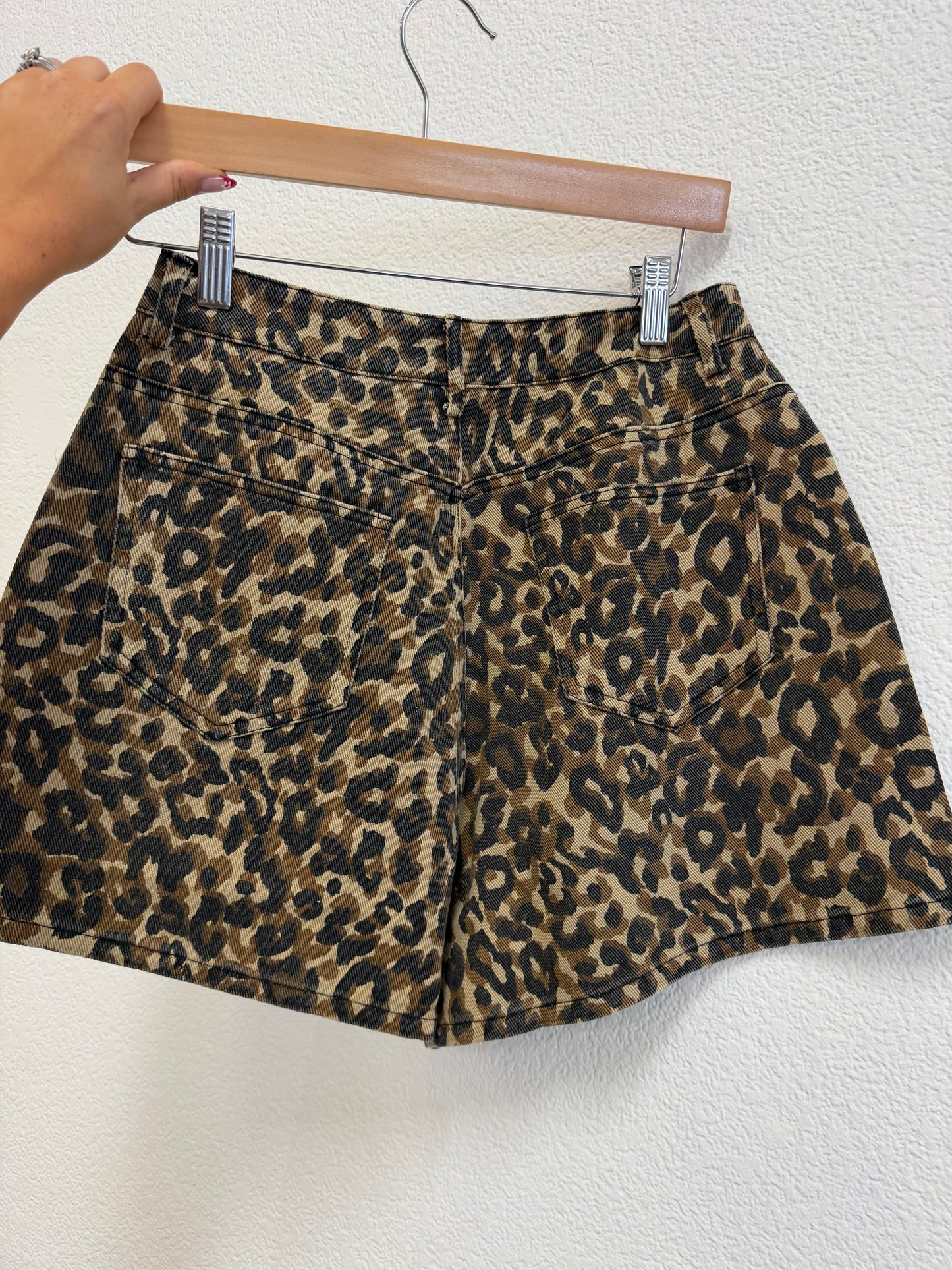 Wild Leopard Denim Shorts