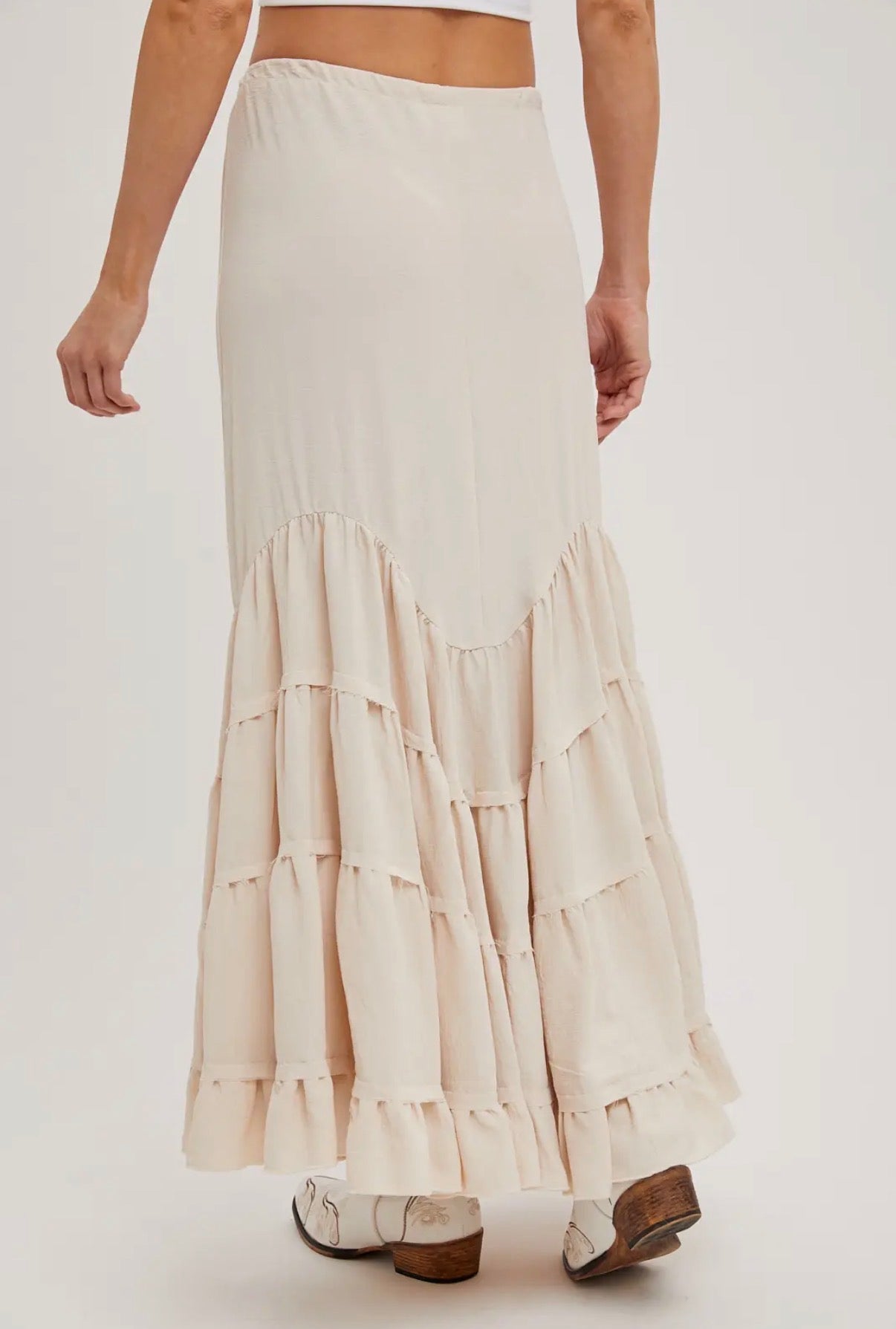 Ruffled Flowy Maxi Skirt