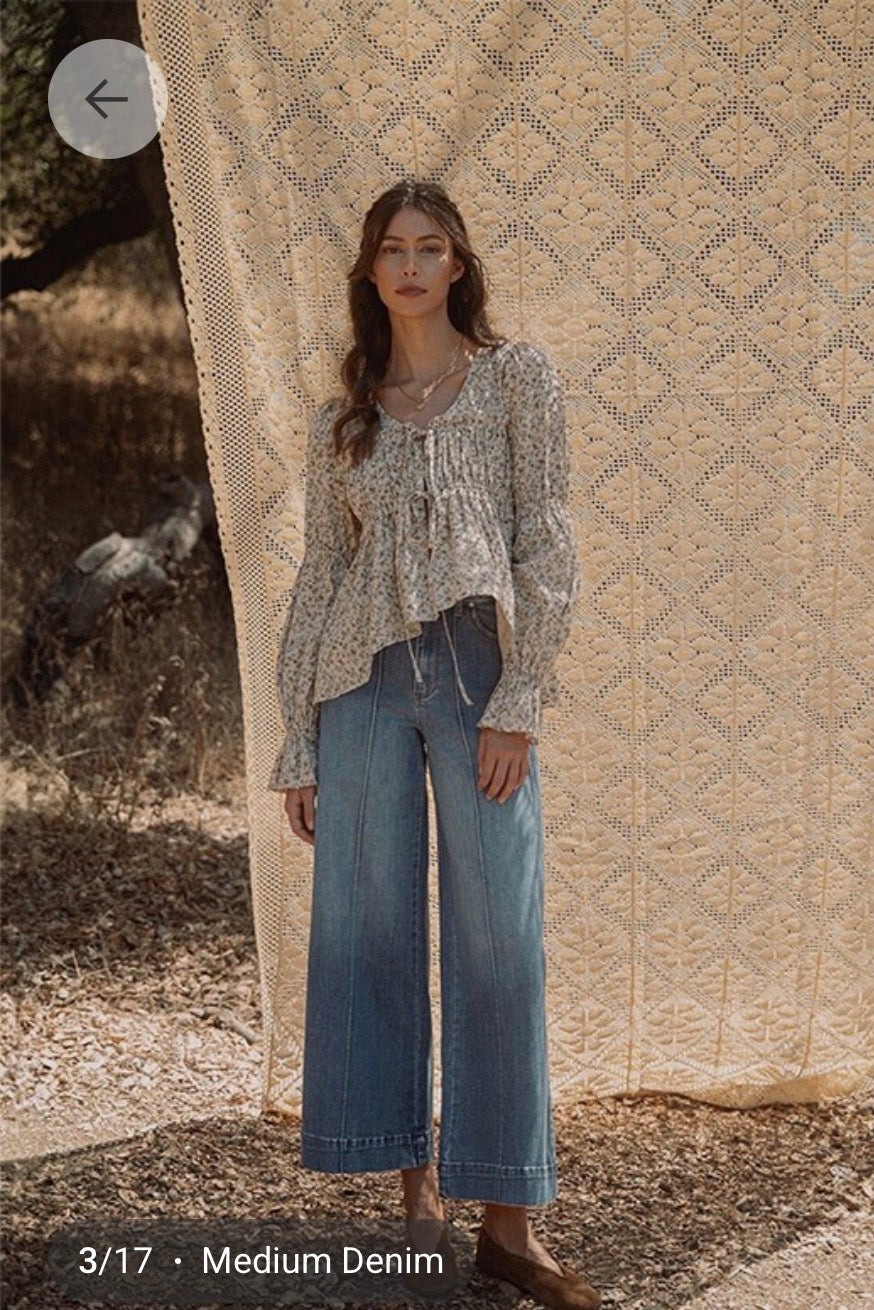 Pin Tuck Wide Leg Jean