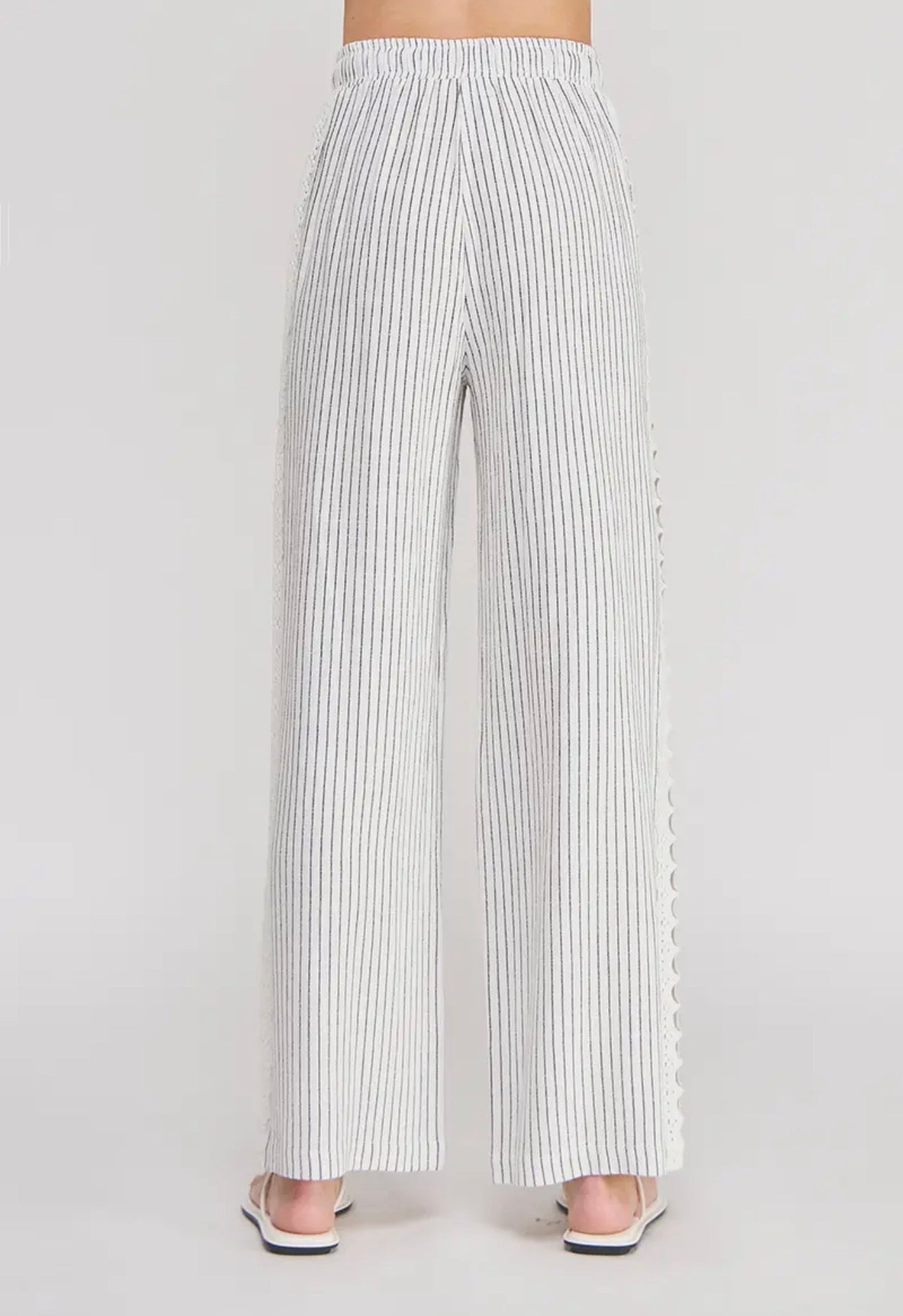 Soft Linen Stripe Crochet Pants