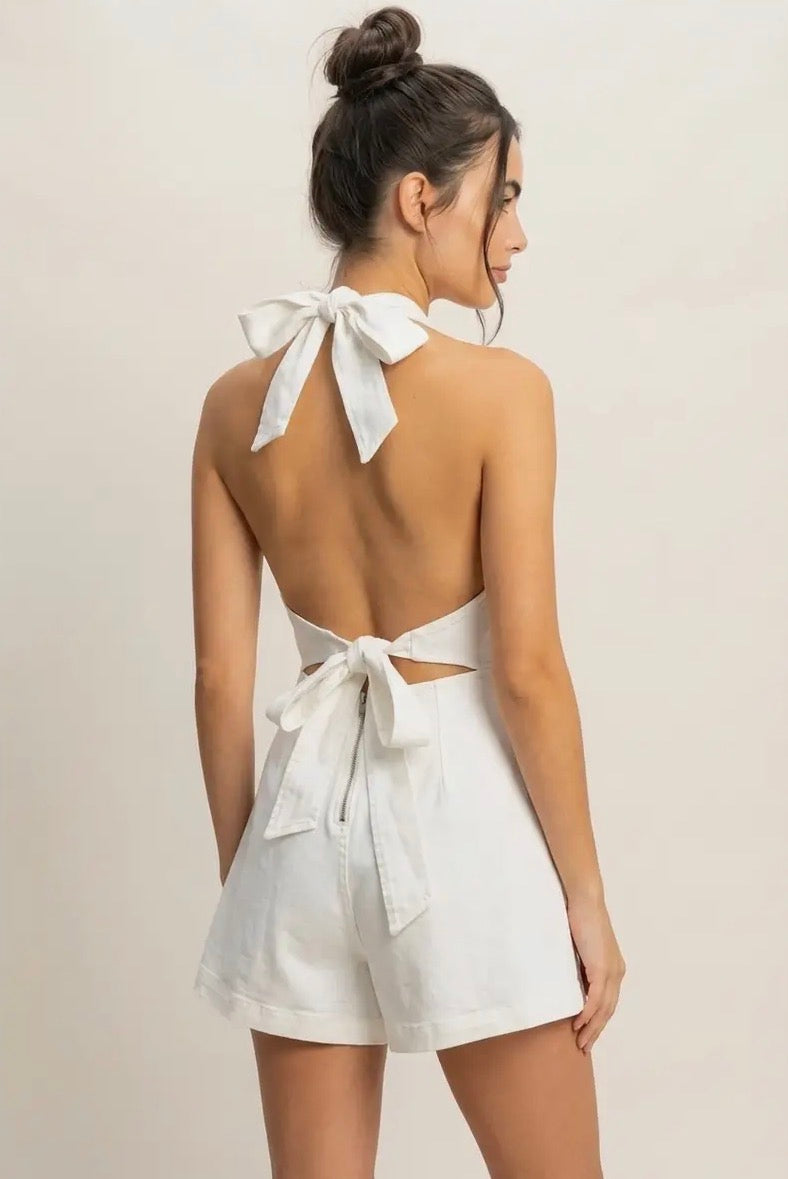 Denim Halter Romper