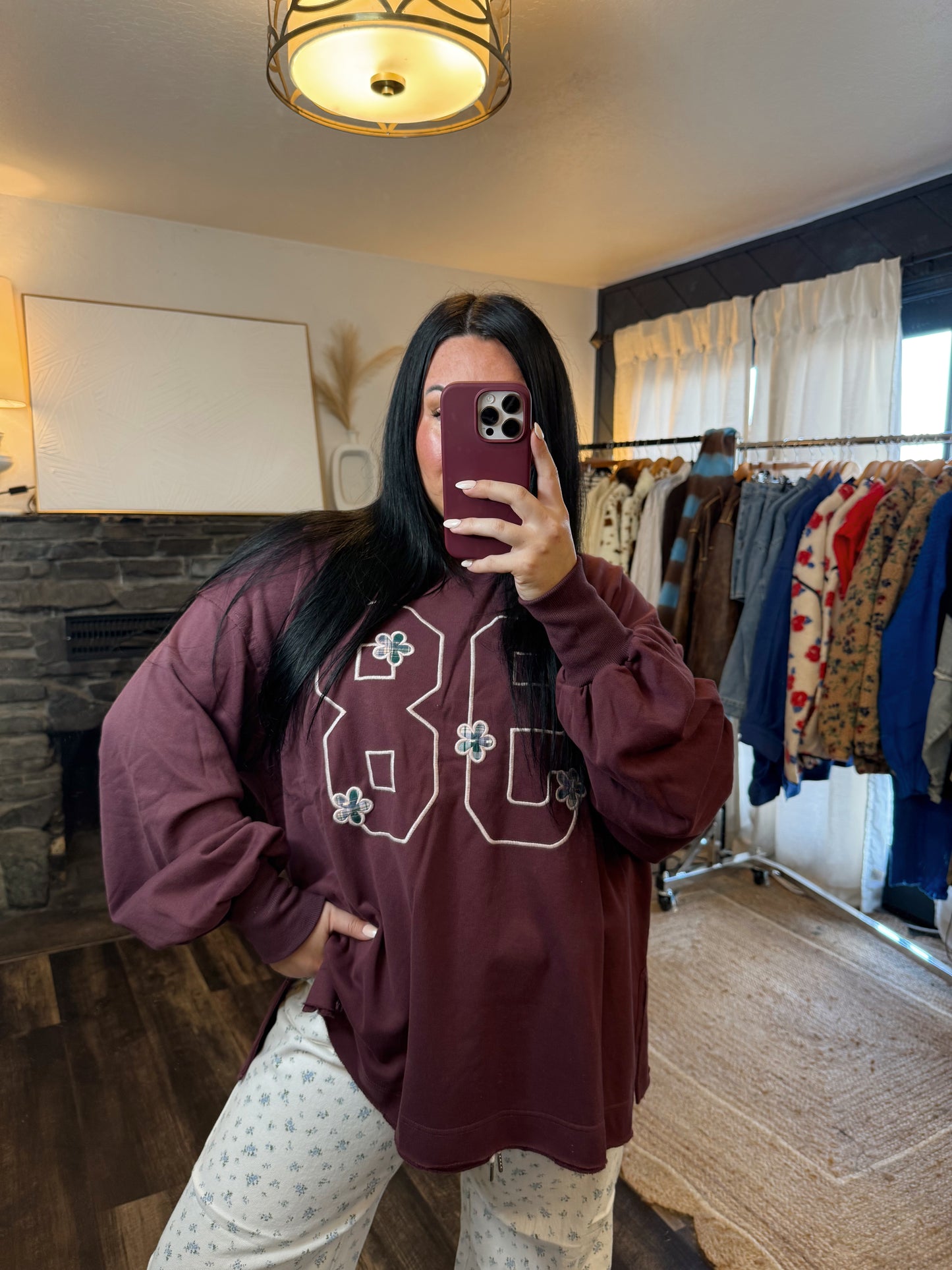 Oversized Embroidered Jersey Pullover