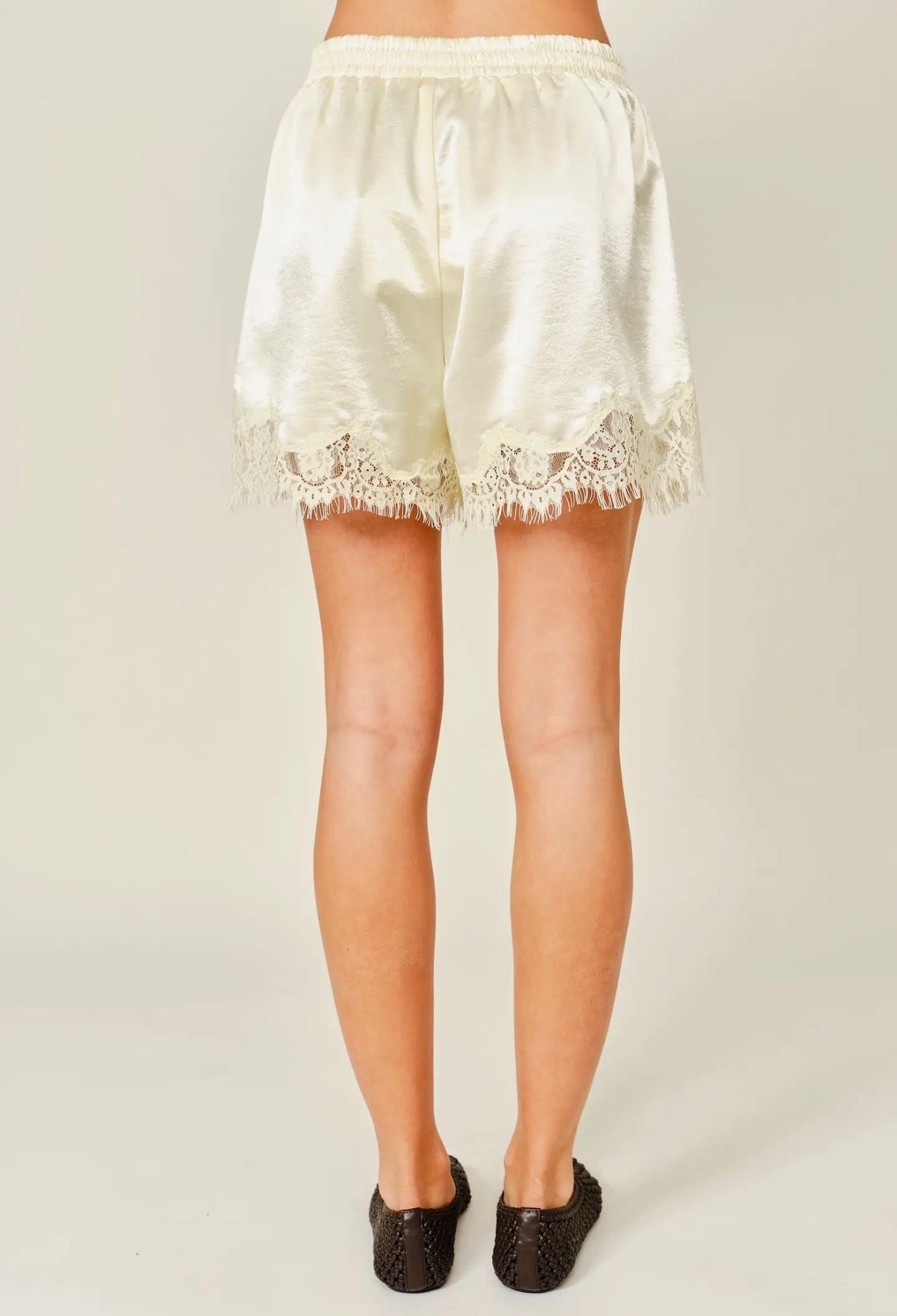 Satin Lace Shorts Lemon