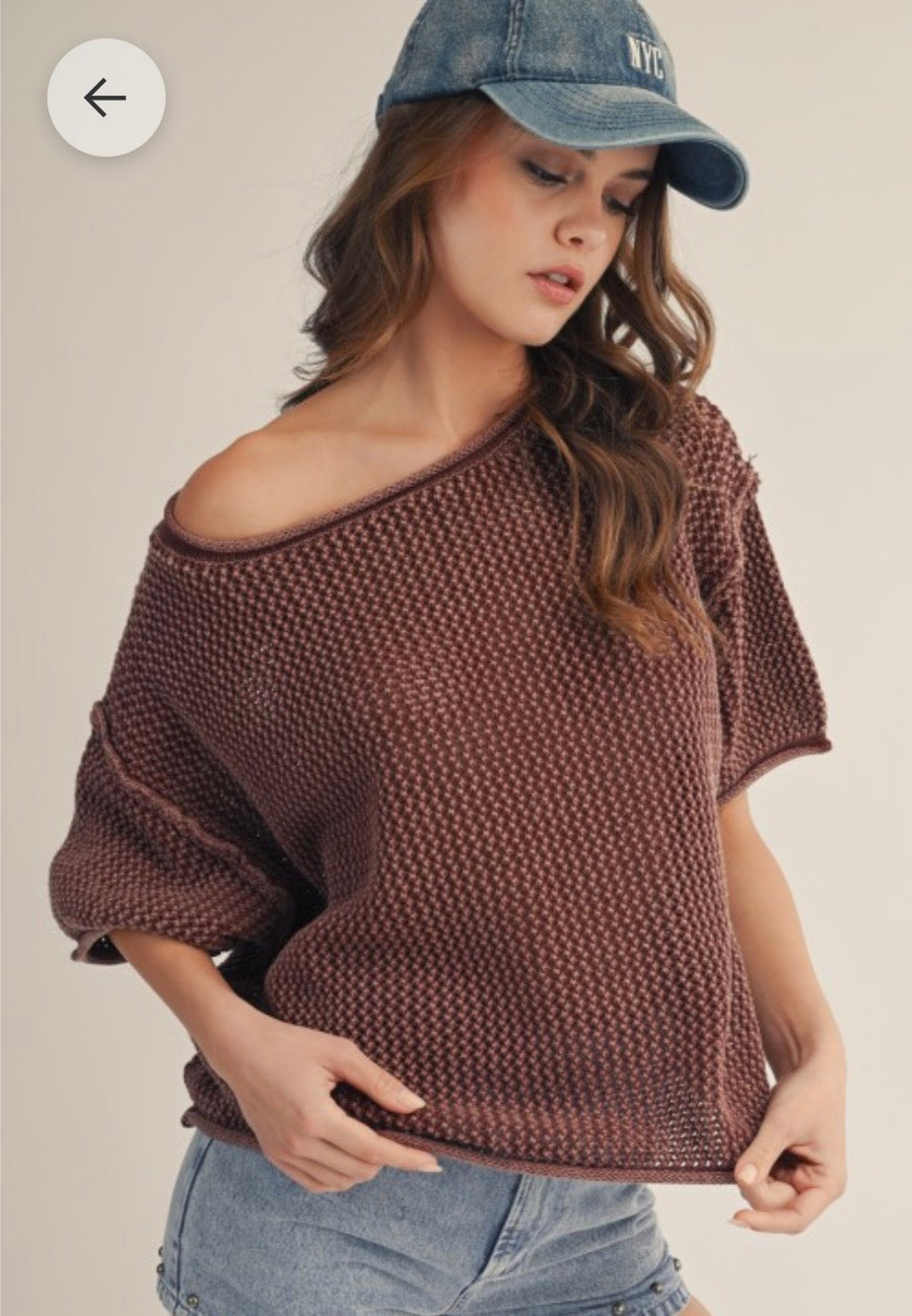 Washed Vintage Mocha Sweater Top