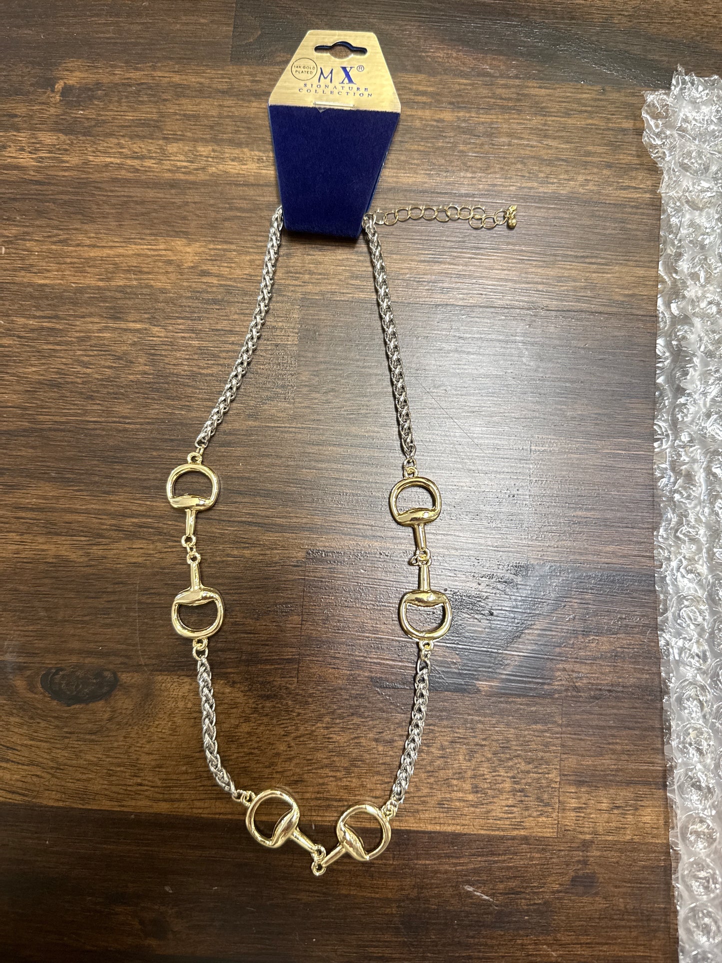 Two Tone Horse bit Link Necklace