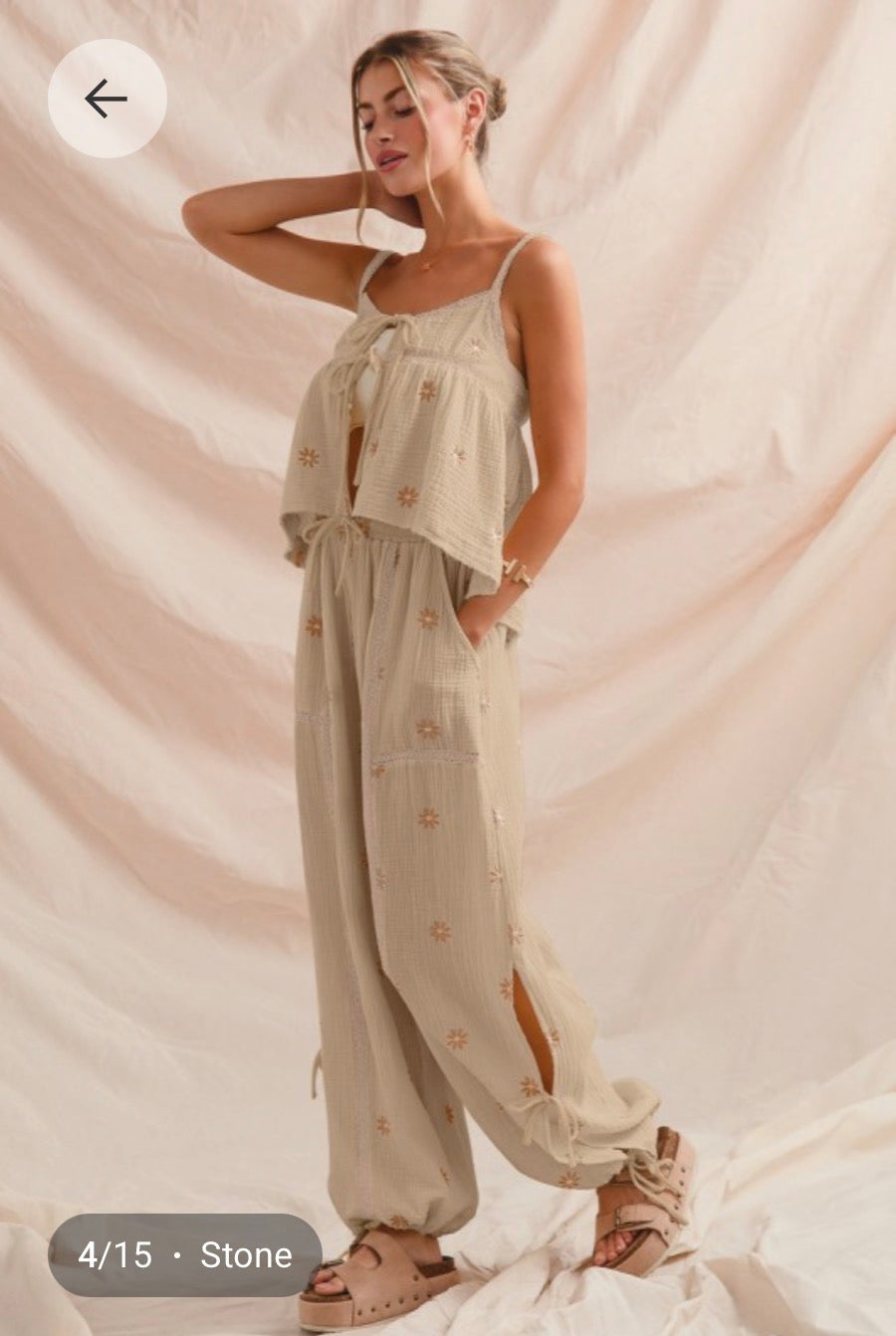 Floral Gauze Jogger Set