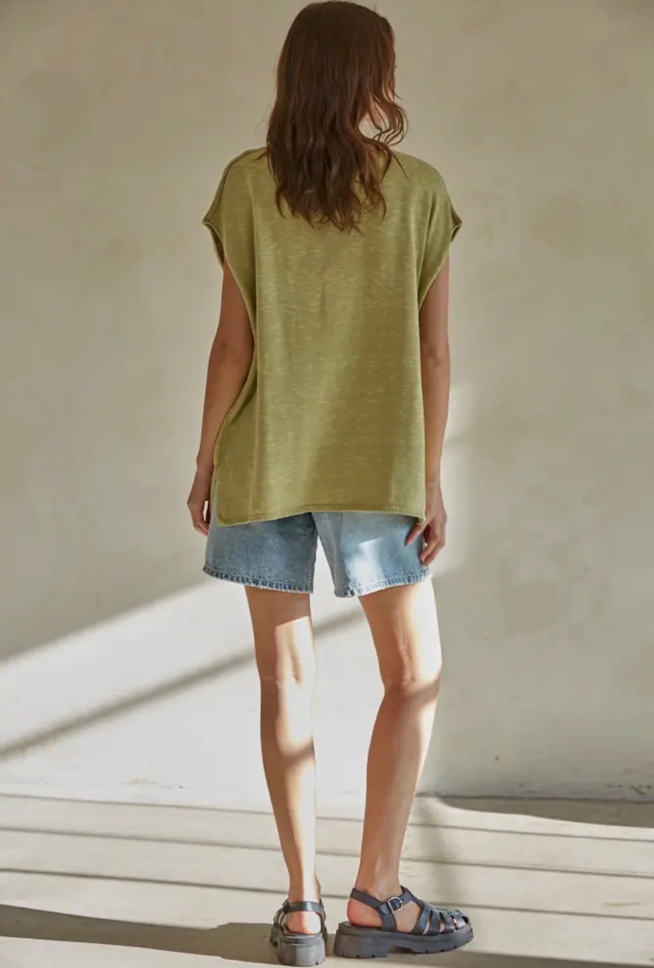V Neck Green Sweater Top