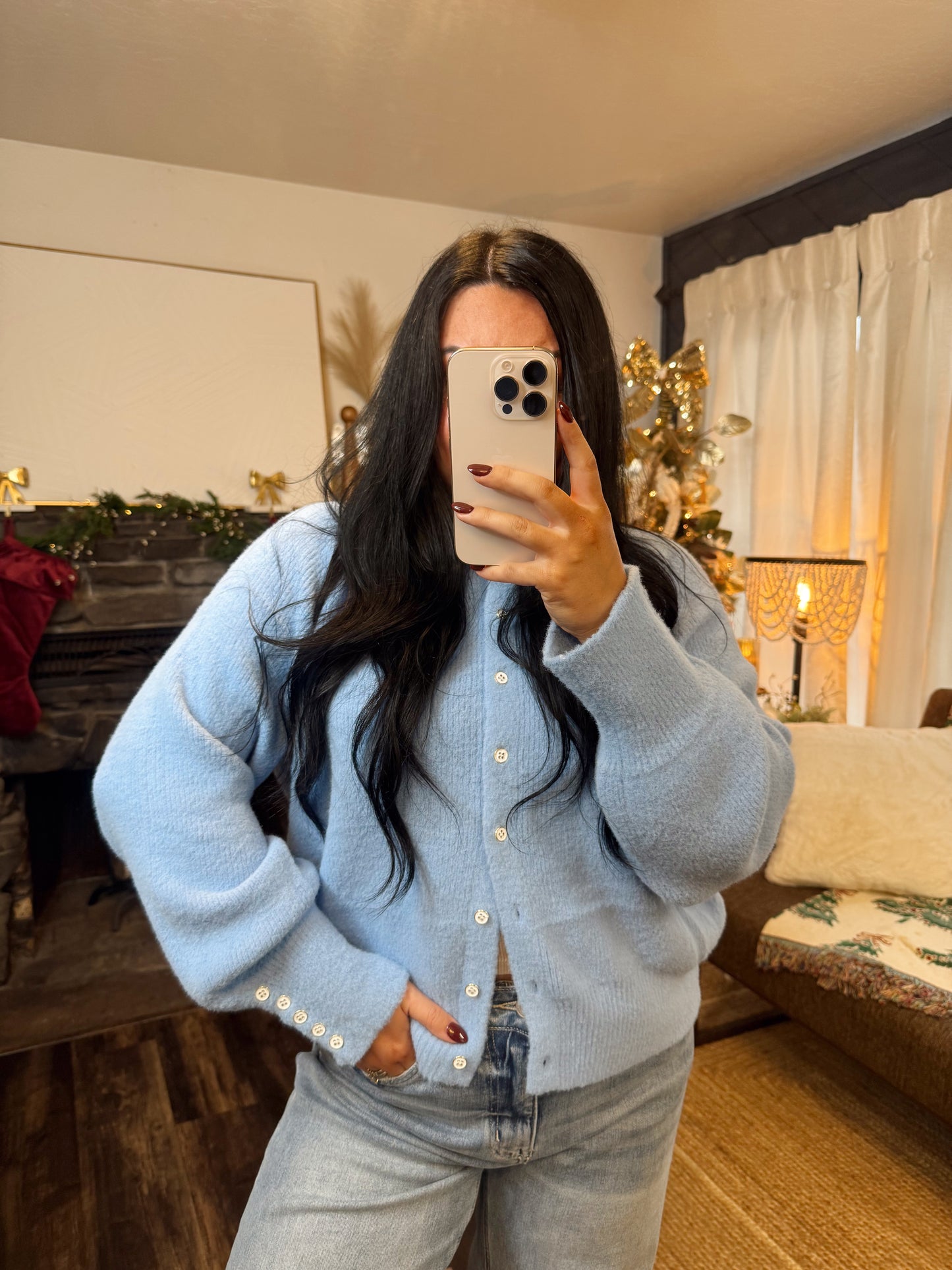 Icy Blue Button Up Cardigan