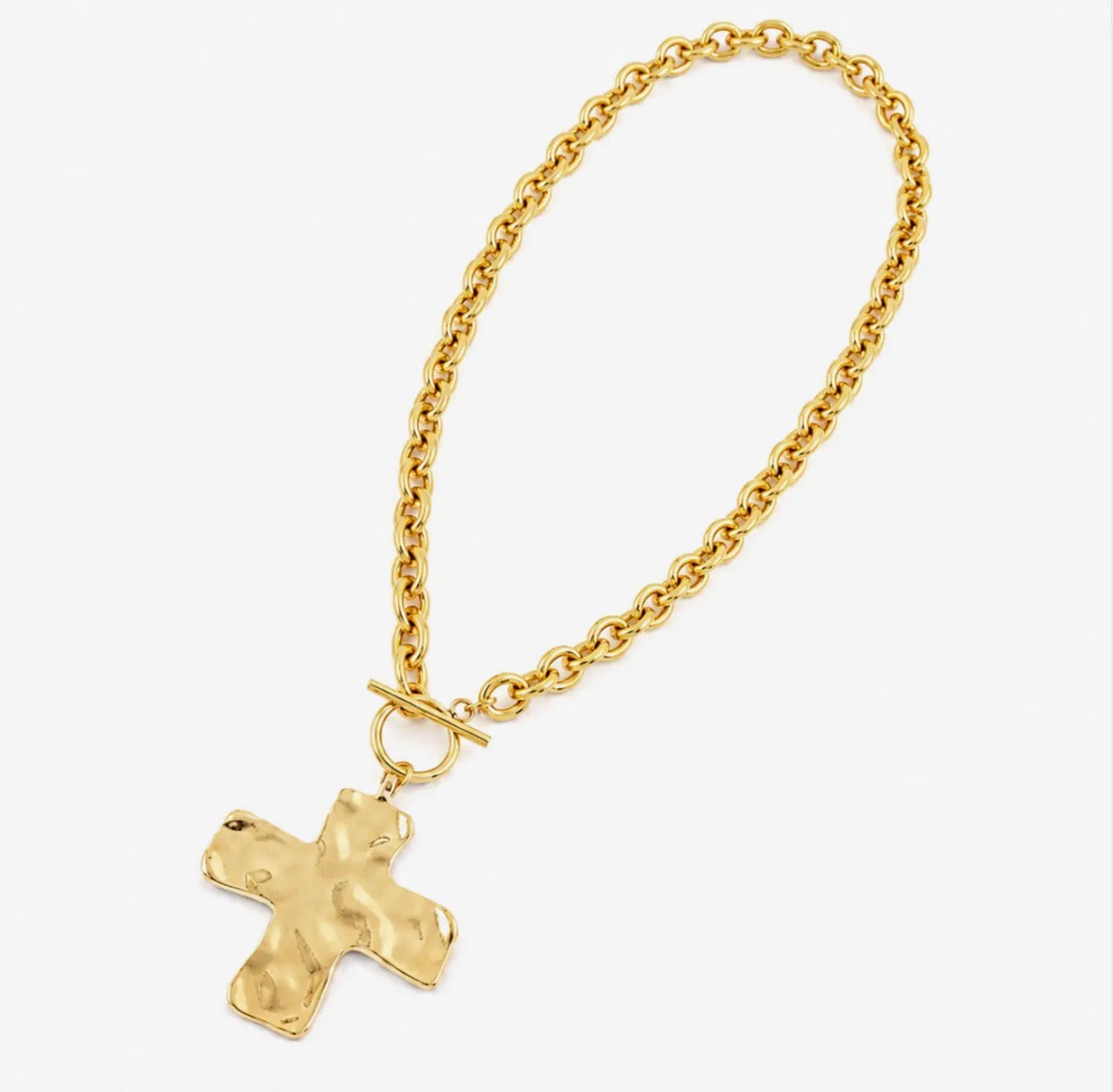 Wren Hammered Cross Necklace