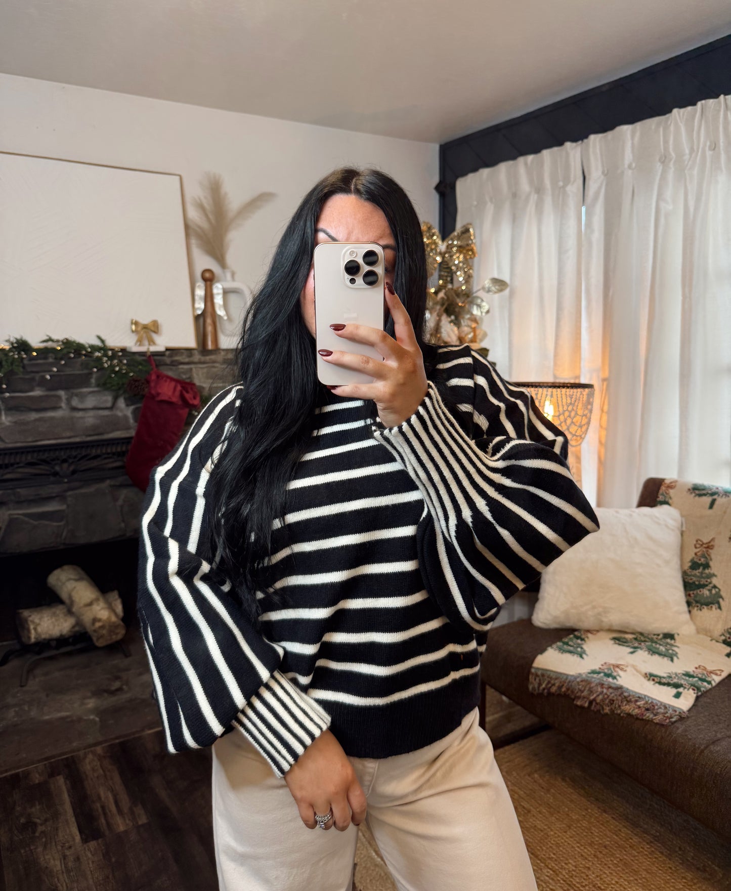 Stripe Puff Sleeve Sweater