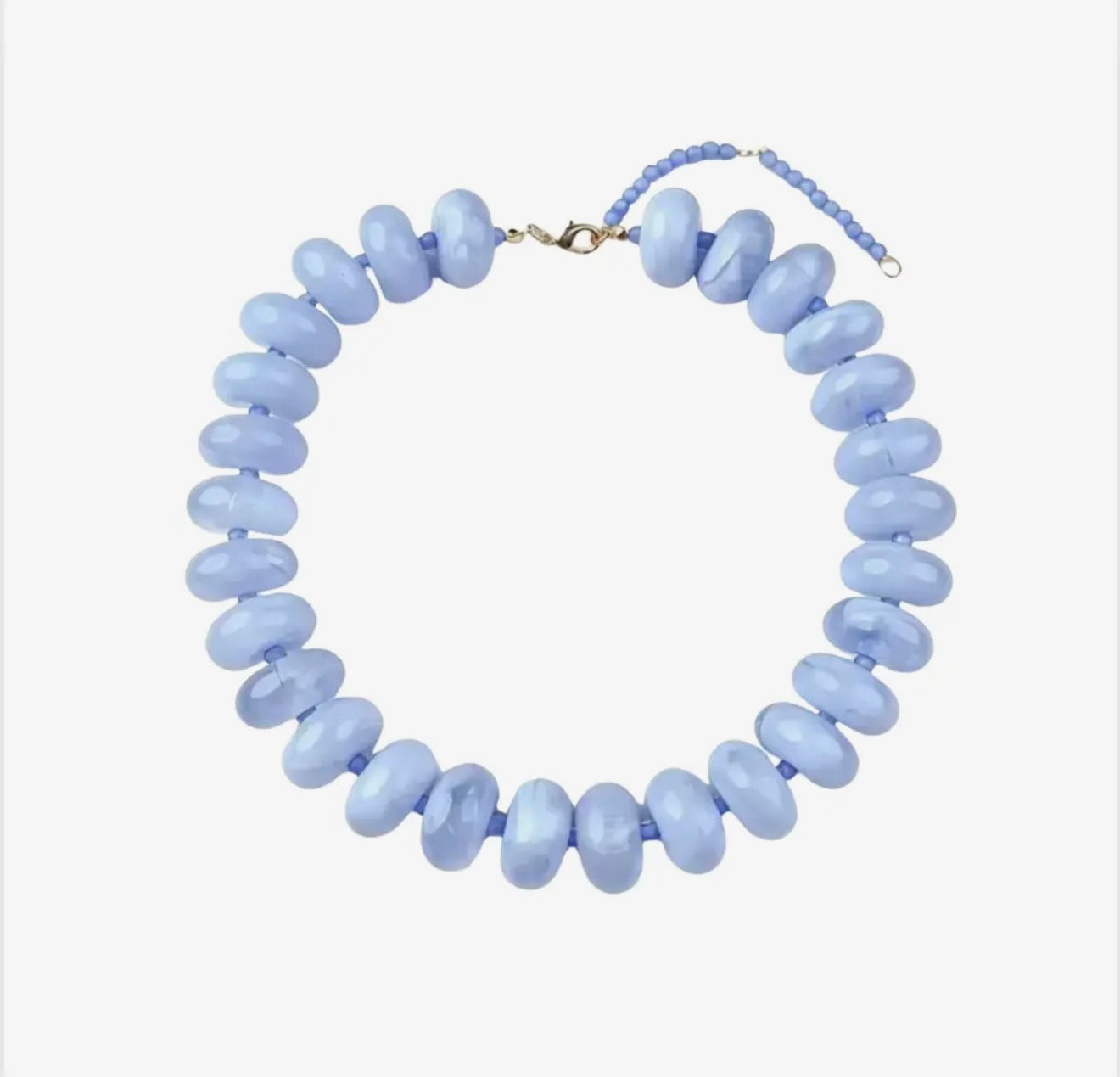 Polished Bead Statement Necklace Blue