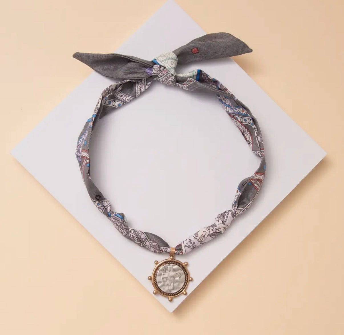 Bandana Cross Coin Necklace