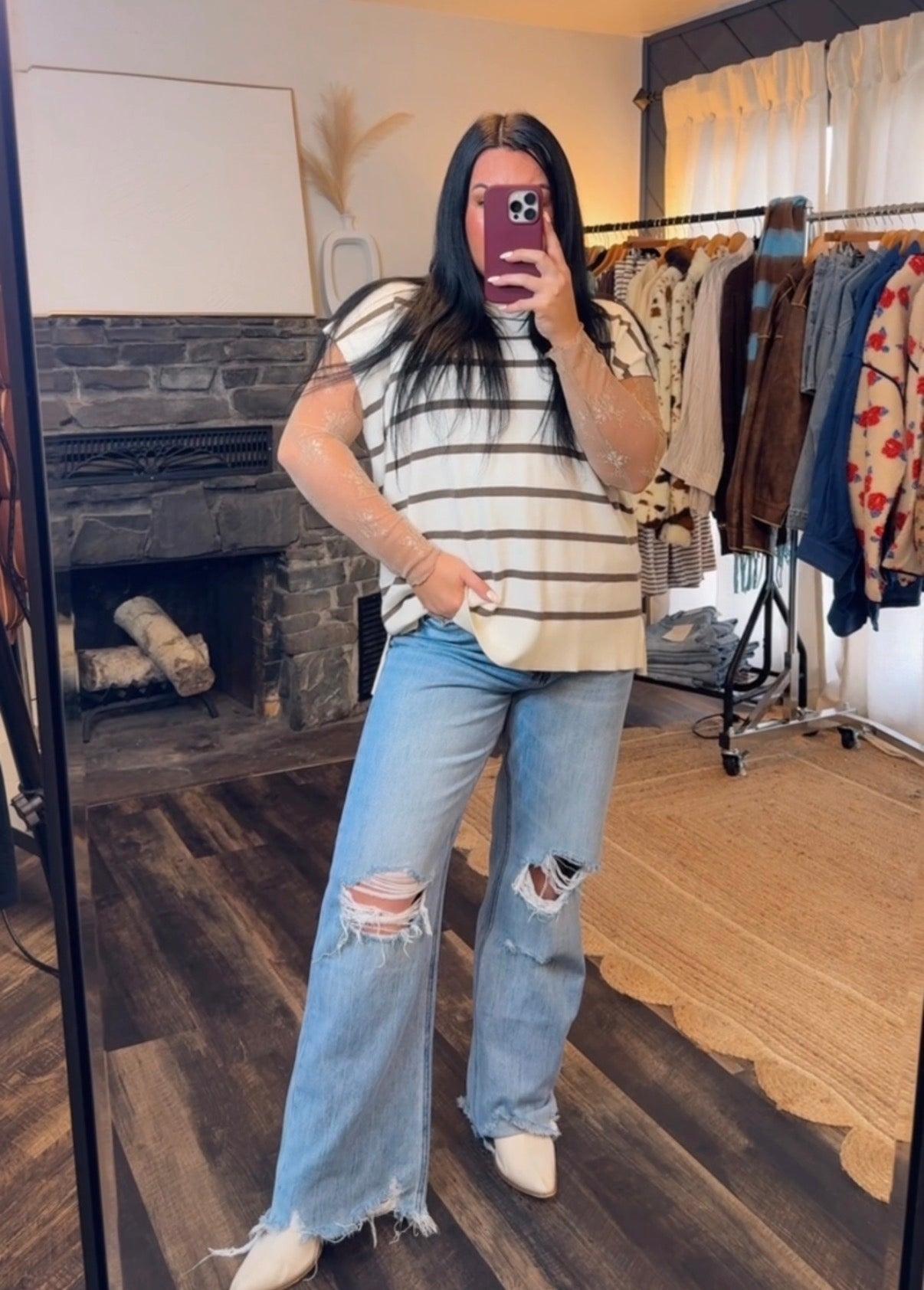 Coffee Lace Mesh Top