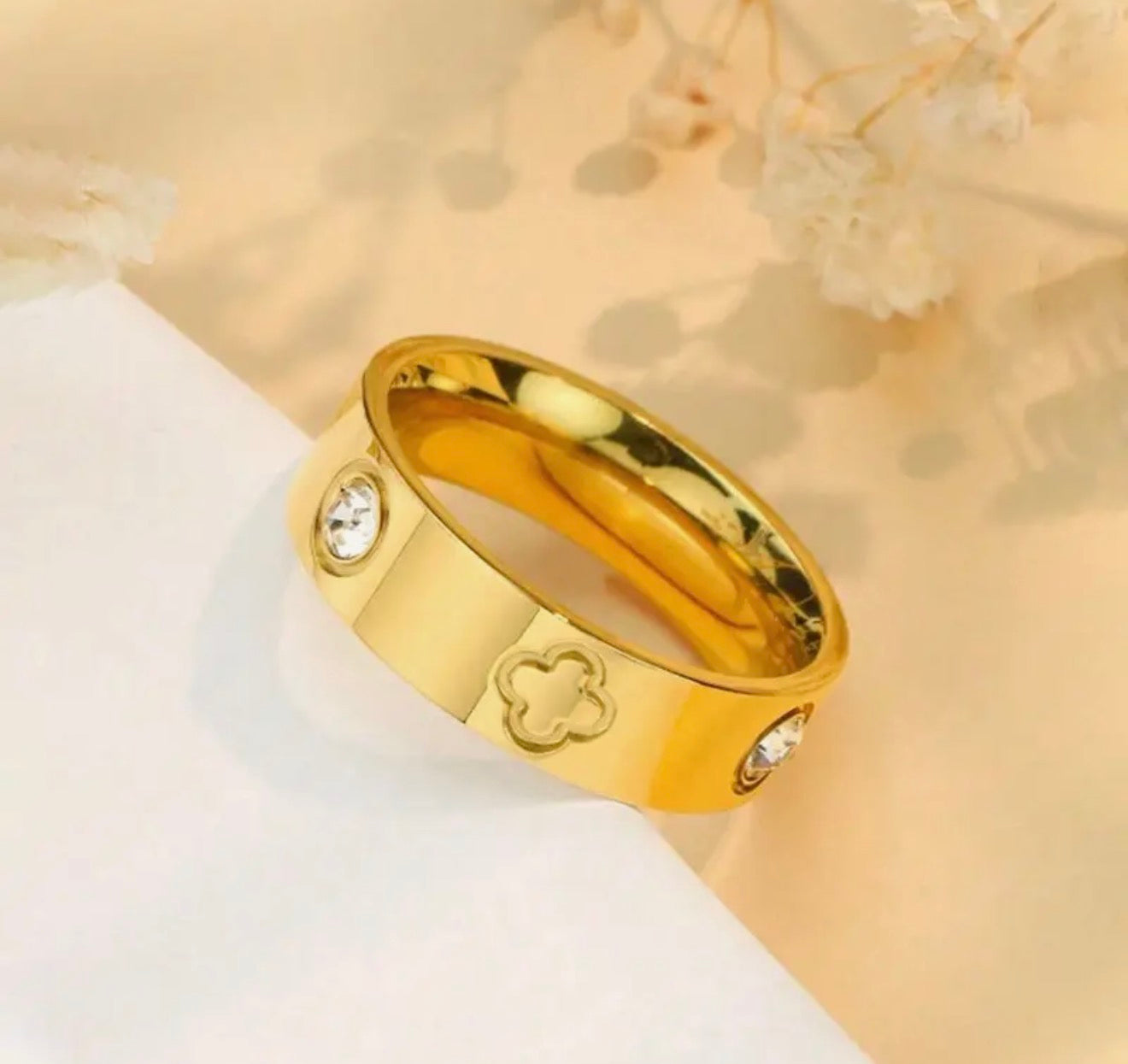 18k Stainless Silver Band Ring Gold