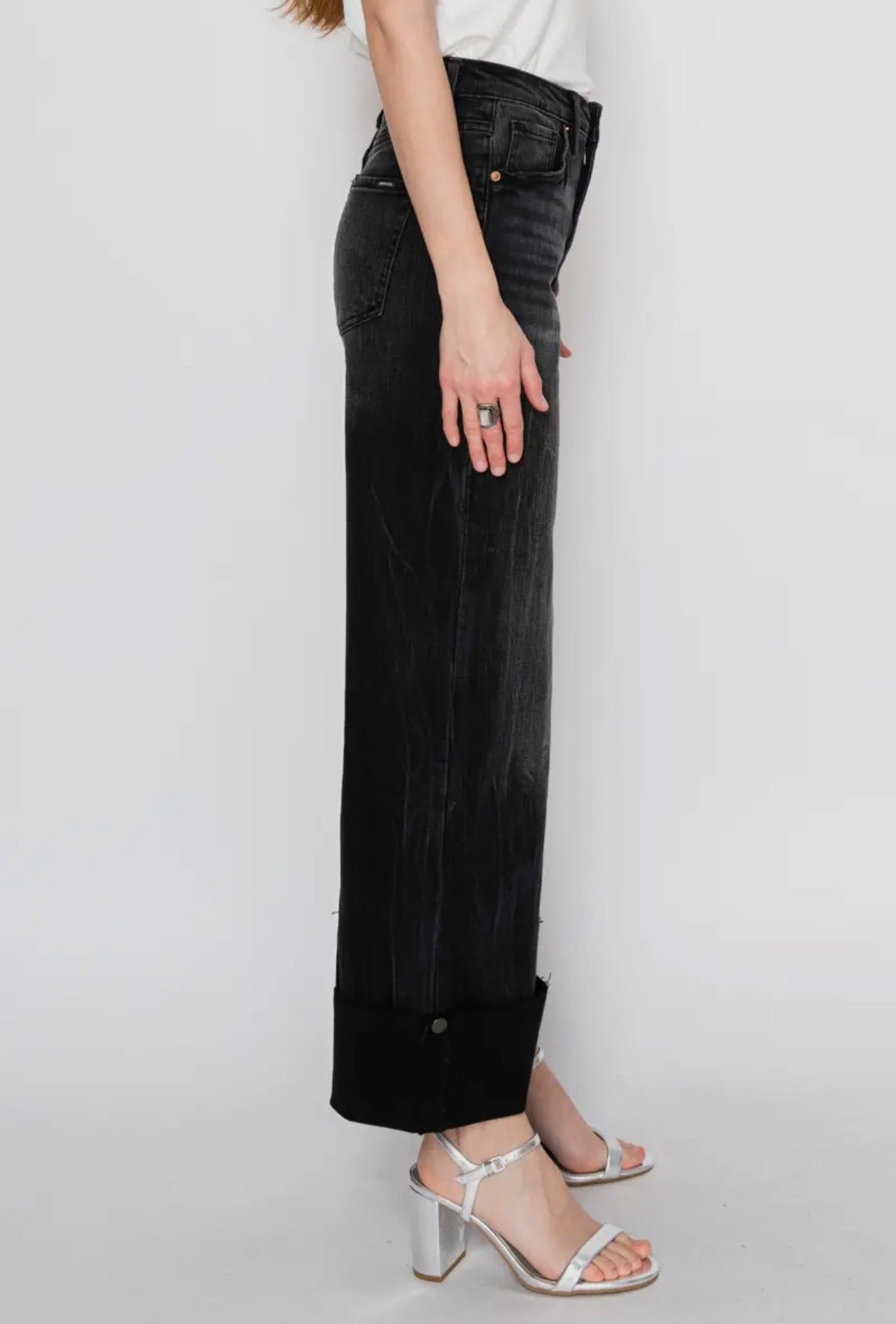 Black High Rise Wide Leg Jean