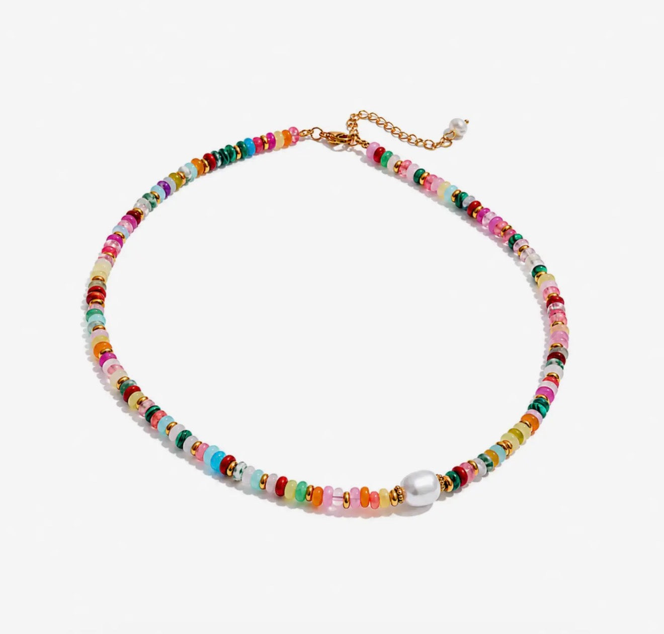 Colorful Beaded Pearl Necklace