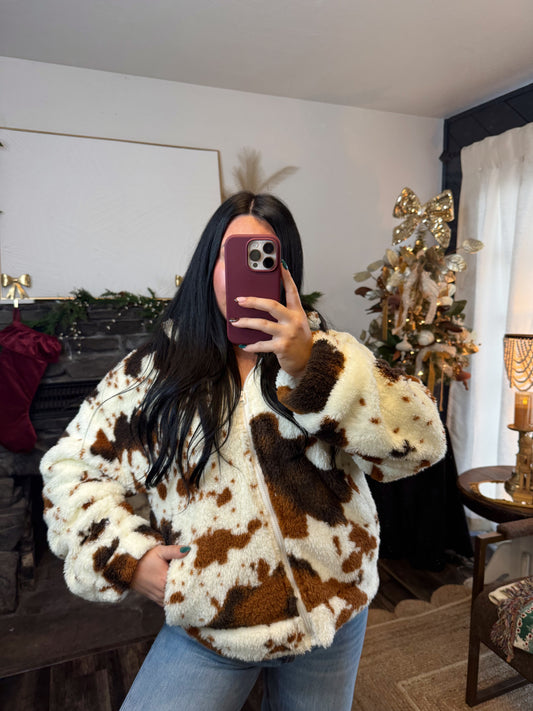 Animal Print Sherpa Jacket